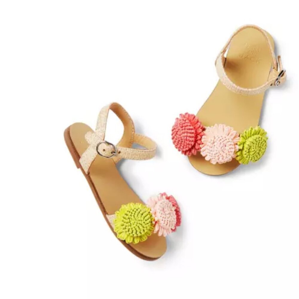 Janie and Jack Sandals with Vibrant Pom Poms